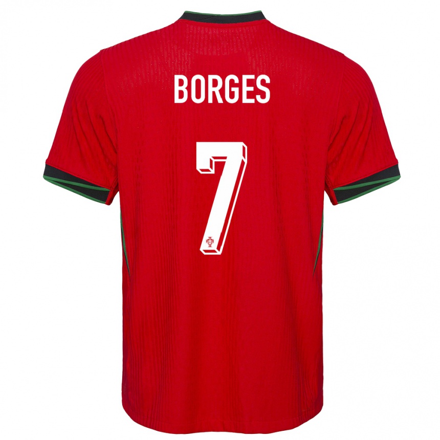 Niño Fútbol Camiseta Portugal Carlos Borges #7 Rojo 1ª Equipación 24-26 Perú