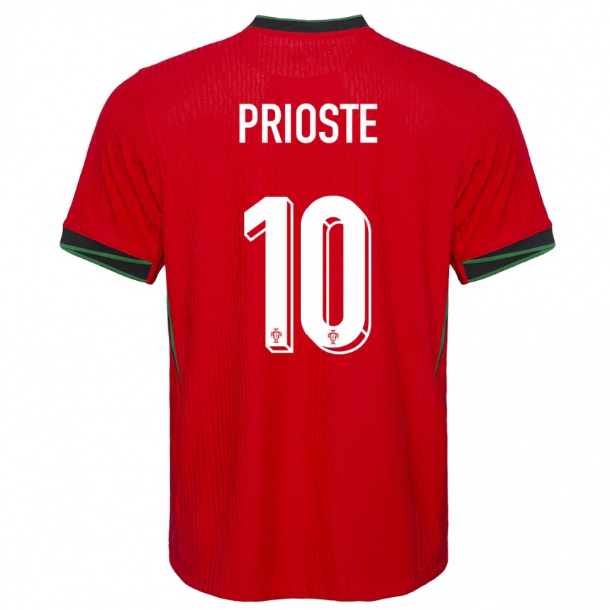 Niño Fútbol Camiseta Portugal Diogo Prioste #10 Rojo 1ª Equipación 24-26 Perú