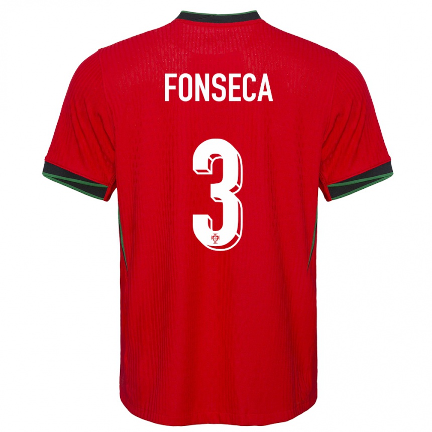 Niño Fútbol Camiseta Portugal Joao Fonseca #3 Rojo 1ª Equipación 24-26 Perú