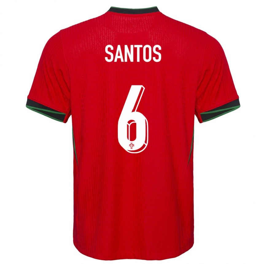 Niño Fútbol Camiseta Portugal Vasco Santos #6 Rojo 1ª Equipación 24-26 Perú