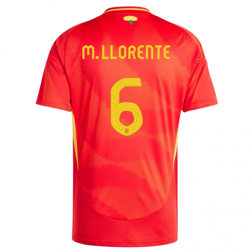 Niño Fútbol Camiseta España Marcos Llorente #6 Rojo 1ª Equipación 24-26 Perú