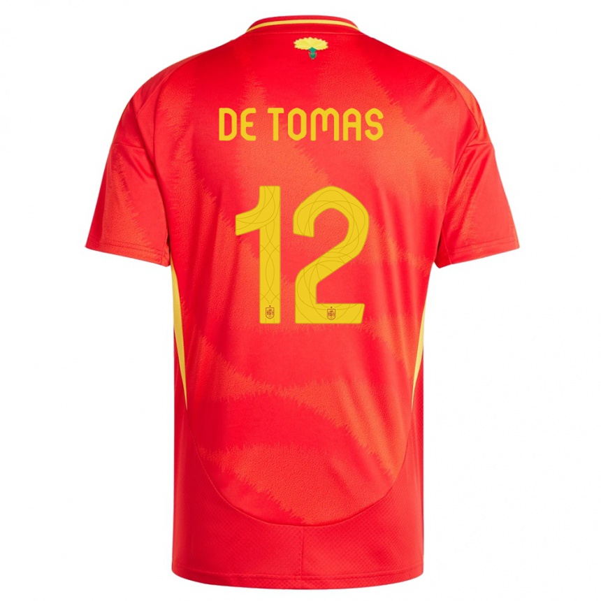 Niño Fútbol Camiseta España Raul De Tomas #12 Rojo 1ª Equipación 24-26 Perú