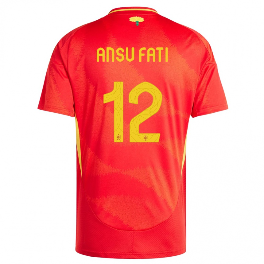 Niño Fútbol Camiseta España Ansu Fati #12 Rojo 1ª Equipación 24-26 Perú