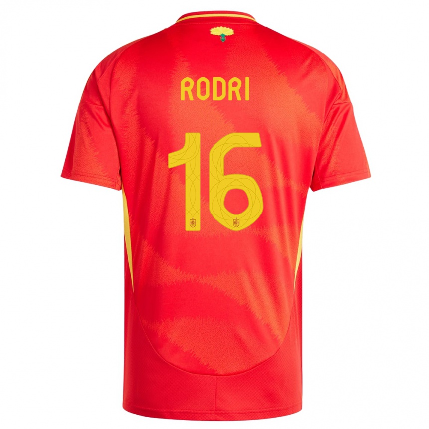 Niño Fútbol Camiseta España Rodri #16 Rojo 1ª Equipación 24-26 Perú