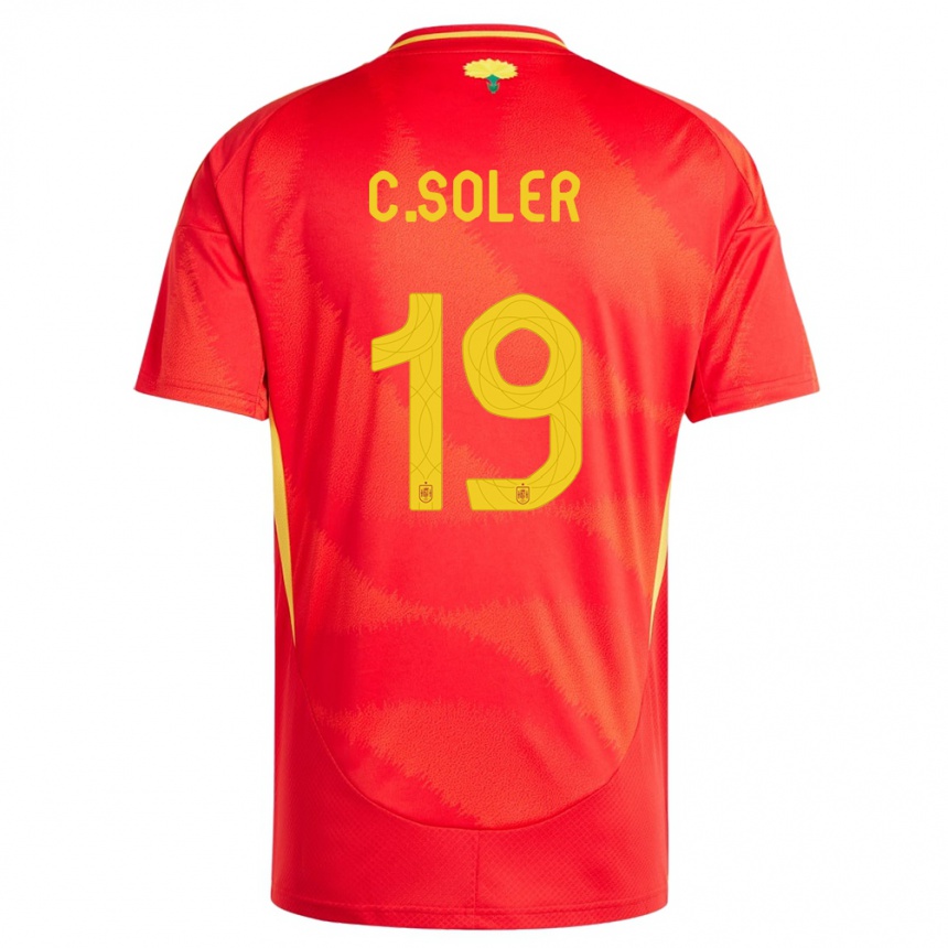 Niño Fútbol Camiseta España Carlos Soler #19 Rojo 1ª Equipación 24-26 Perú