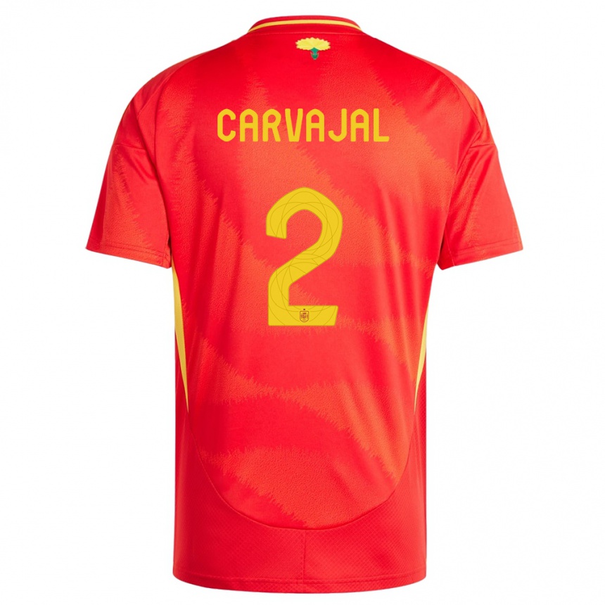 Niño Fútbol Camiseta España Daniel Carvajal #2 Rojo 1ª Equipación 24-26 Perú