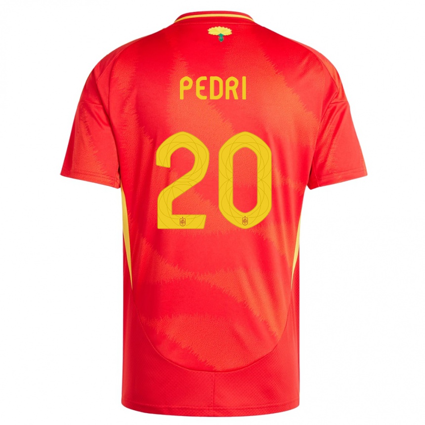 Niño Fútbol Camiseta España Pedri #20 Rojo 1ª Equipación 24-26 Perú