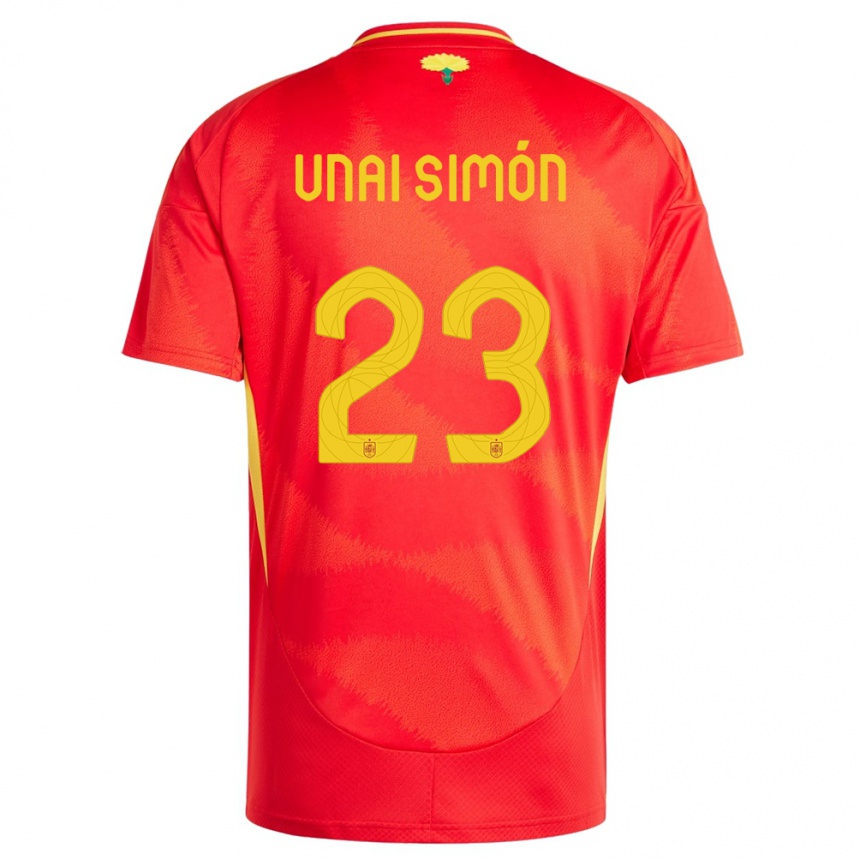 Niño Fútbol Camiseta España Unai Simon #23 Rojo 1ª Equipación 24-26 Perú