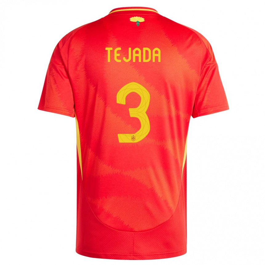 Niño Fútbol Camiseta España Ana Tejada #3 Rojo 1ª Equipación 24-26 Perú