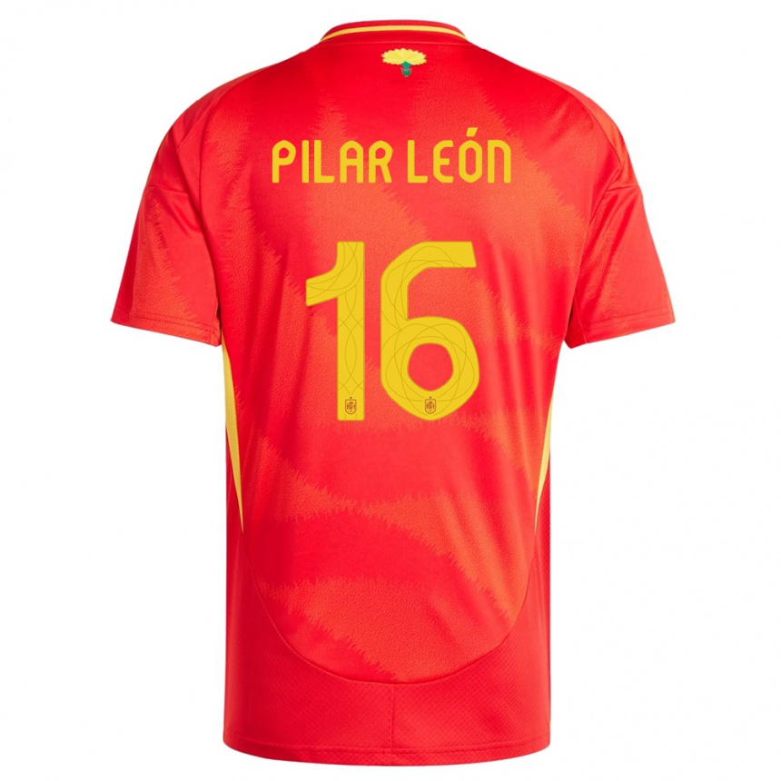 Niño Fútbol Camiseta España Maria Pilar Leon #16 Rojo 1ª Equipación 24-26 Perú