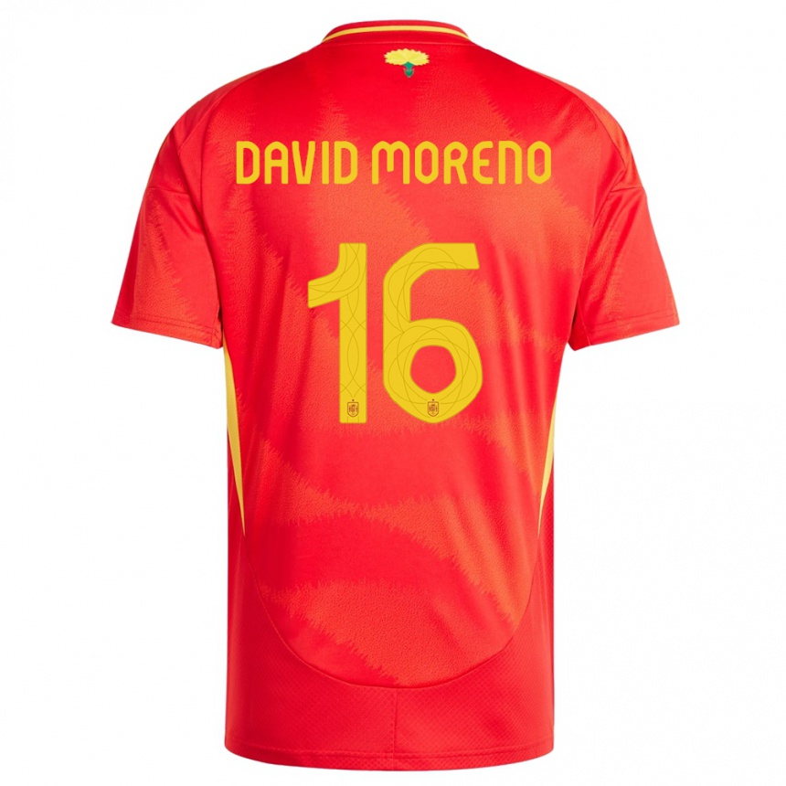 Niño Fútbol Camiseta España Antonio David Moreno #16 Rojo 1ª Equipación 24-26 Perú