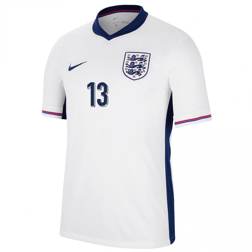 Niño Fútbol Camiseta Inglaterra Aaron Ramsdale #13 Blanco 1ª Equipación 24-26 Perú