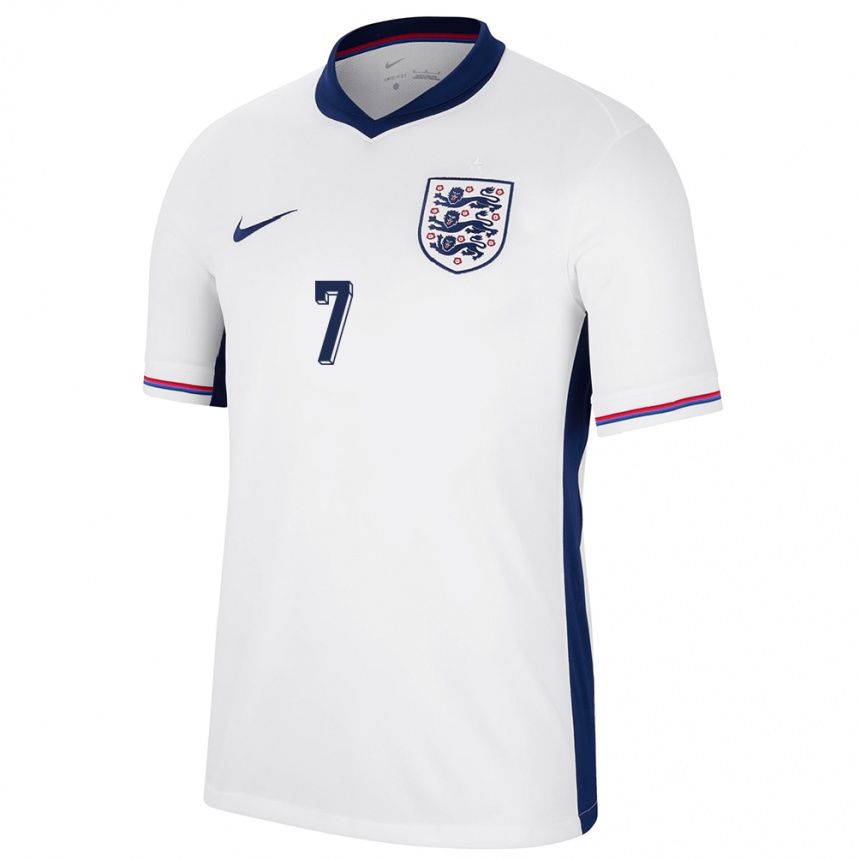 Niño Fútbol Camiseta Inglaterra Jack Grealish #7 Blanco 1ª Equipación 24-26 Perú