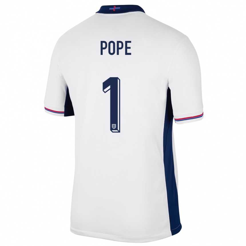 Niño Fútbol Camiseta Inglaterra Nick Pope #1 Blanco 1ª Equipación 24-26 Perú