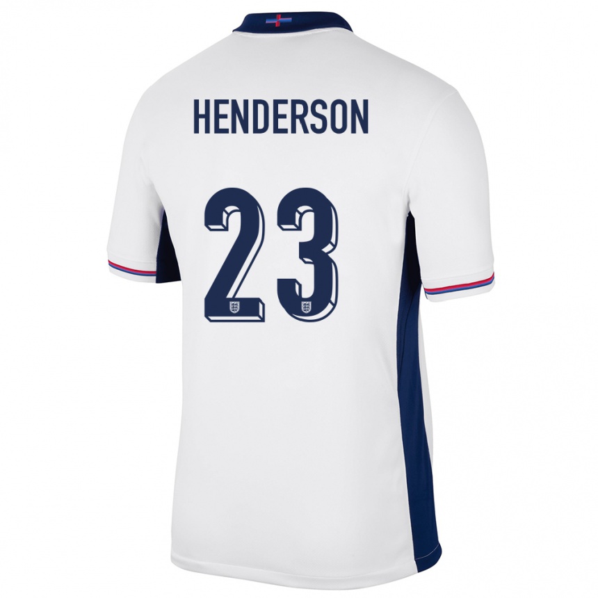 Niño Fútbol Camiseta Inglaterra Dean Henderson #23 Blanco 1ª Equipación 24-26 Perú