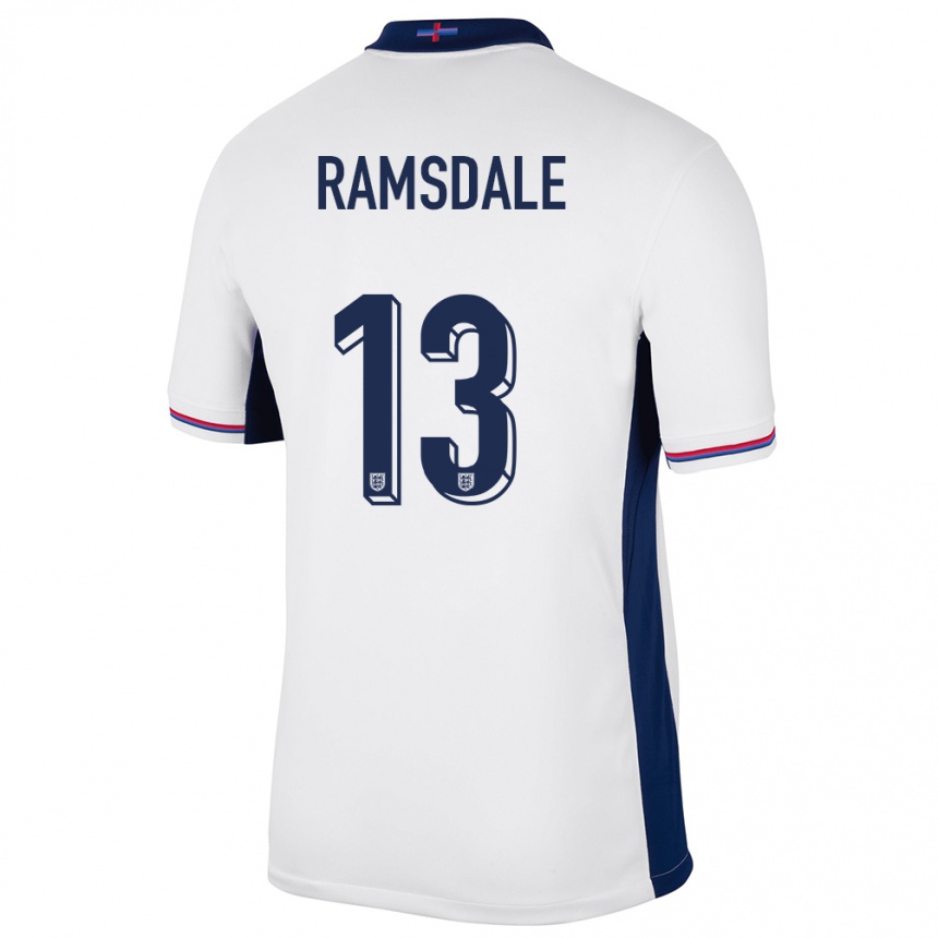 Niño Fútbol Camiseta Inglaterra Aaron Ramsdale #13 Blanco 1ª Equipación 24-26 Perú