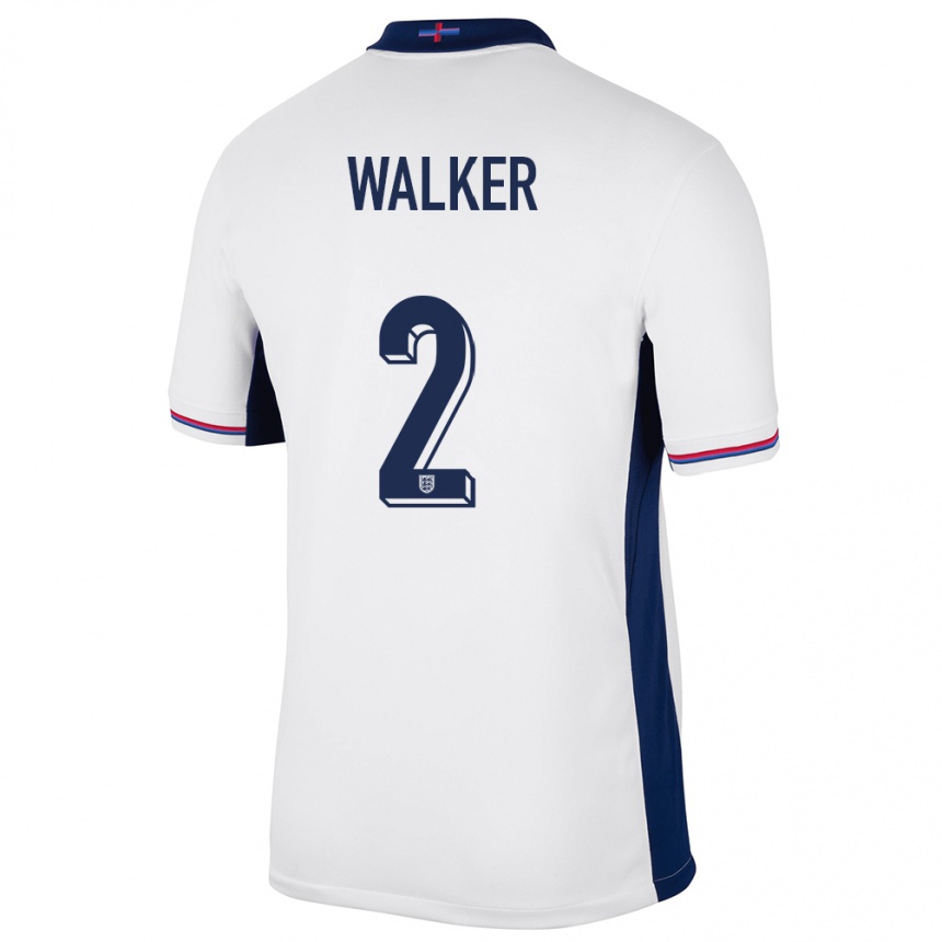 Niño Fútbol Camiseta Inglaterra Kyle Walker #2 Blanco 1ª Equipación 24-26 Perú