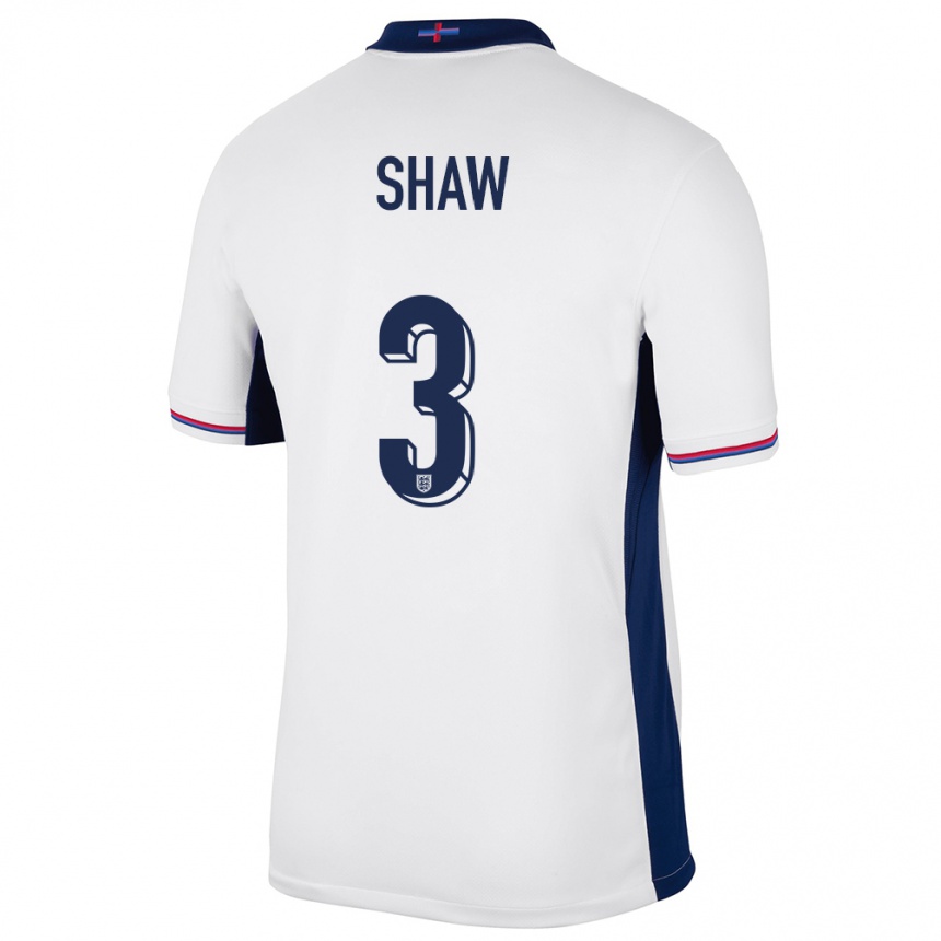 Niño Fútbol Camiseta Inglaterra Luke Shaw #3 Blanco 1ª Equipación 24-26 Perú