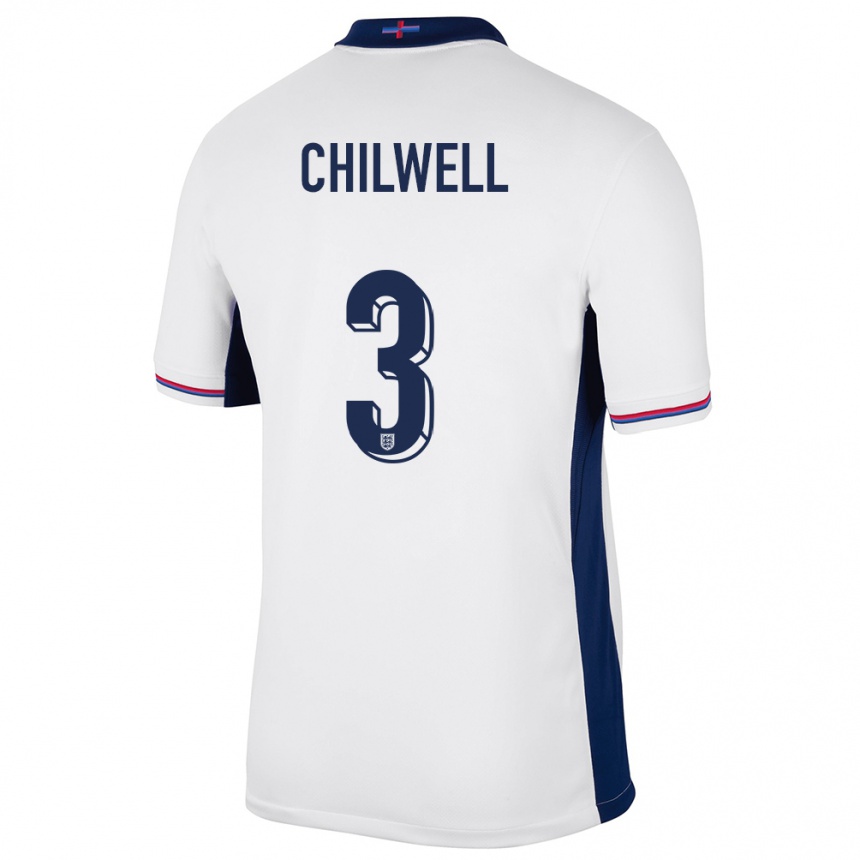 Niño Fútbol Camiseta Inglaterra Ben Chilwell #3 Blanco 1ª Equipación 24-26 Perú