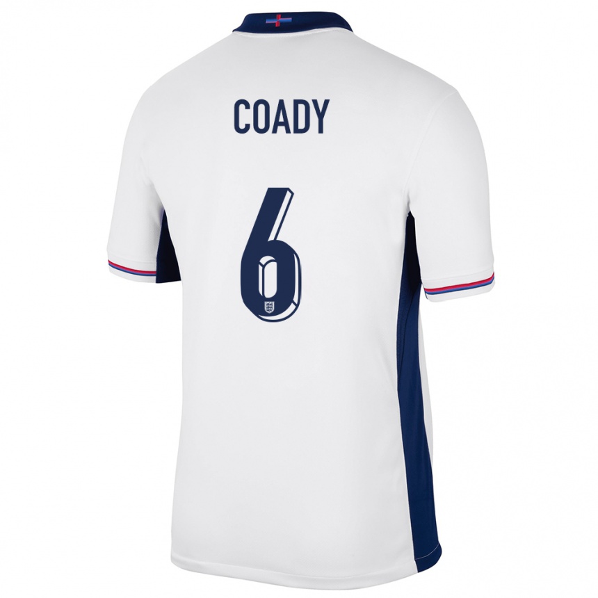 Niño Fútbol Camiseta Inglaterra Conor Coady #6 Blanco 1ª Equipación 24-26 Perú