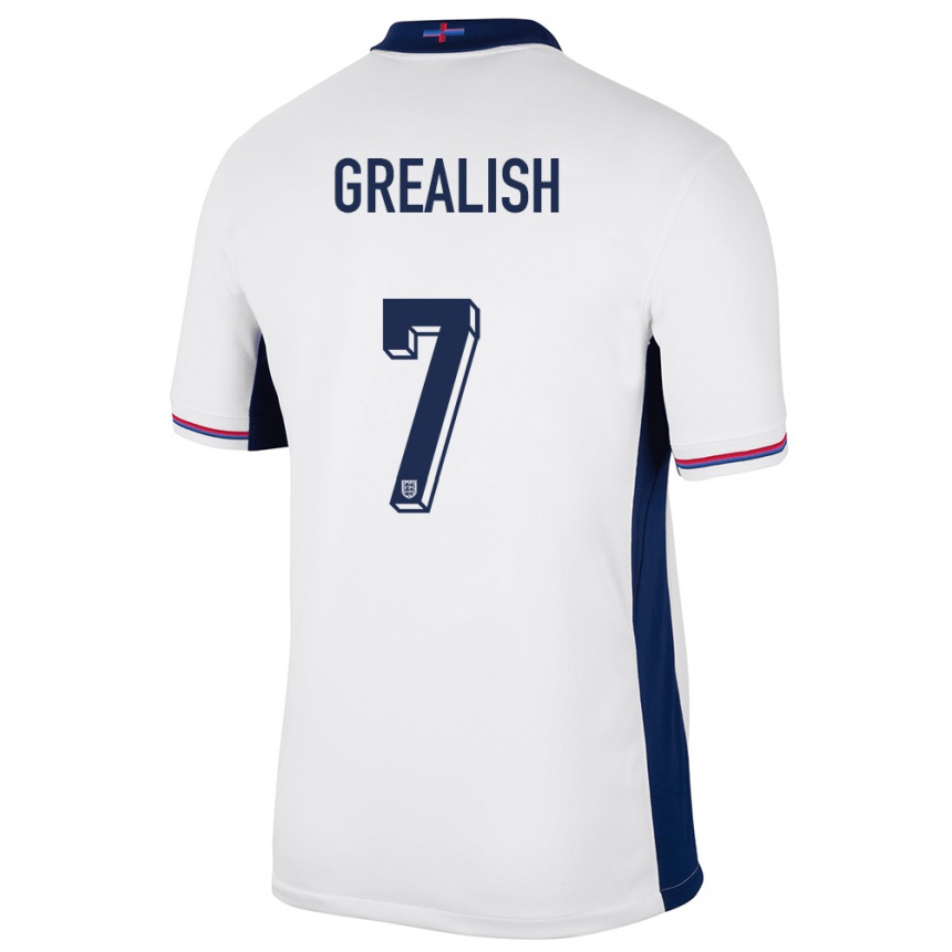 Niño Fútbol Camiseta Inglaterra Jack Grealish #7 Blanco 1ª Equipación 24-26 Perú