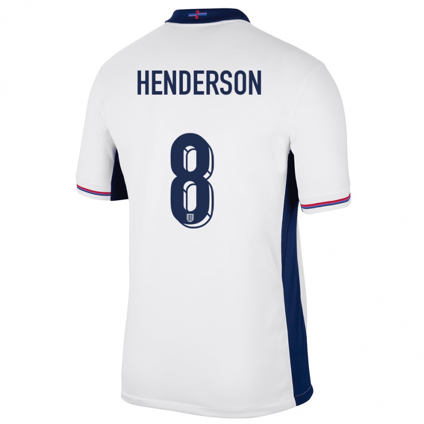 Niño Fútbol Camiseta Inglaterra Jordan Henderson #8 Blanco 1ª Equipación 24-26 Perú