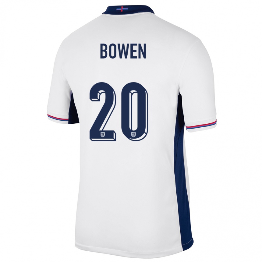 Niño Fútbol Camiseta Inglaterra Jarrod Bowen #20 Blanco 1ª Equipación 24-26 Perú