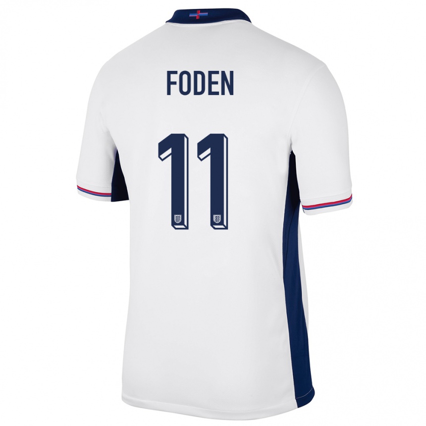 Niño Fútbol Camiseta Inglaterra Phil Foden #11 Blanco 1ª Equipación 24-26 Perú