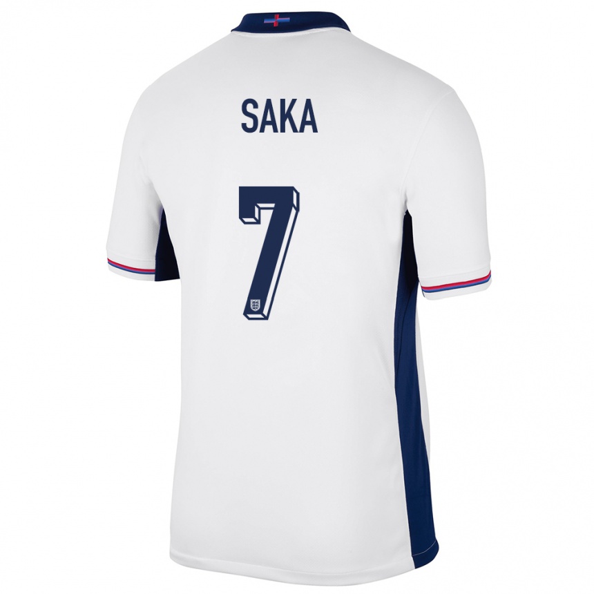 Niño Fútbol Camiseta Inglaterra Bukayo Saka #7 Blanco 1ª Equipación 24-26 Perú