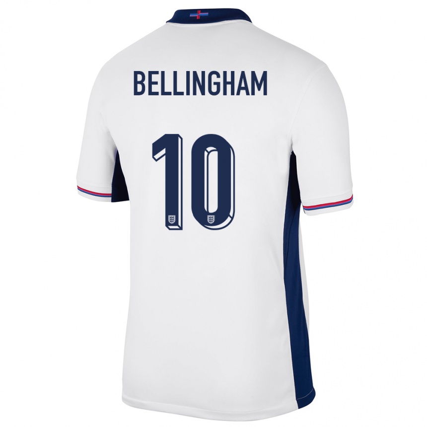 Niño Fútbol Camiseta Inglaterra Jude Bellingham #10 Blanco 1ª Equipación 24-26 Perú