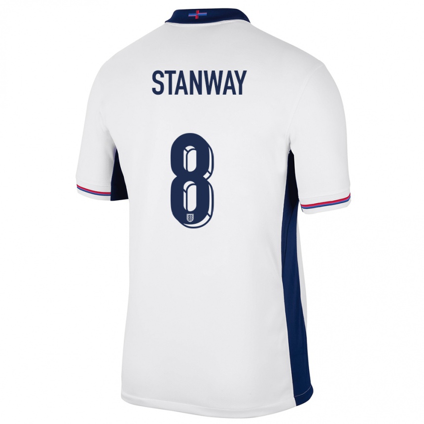 Niño Fútbol Camiseta Inglaterra Georgia Stanway #8 Blanco 1ª Equipación 24-26 Perú