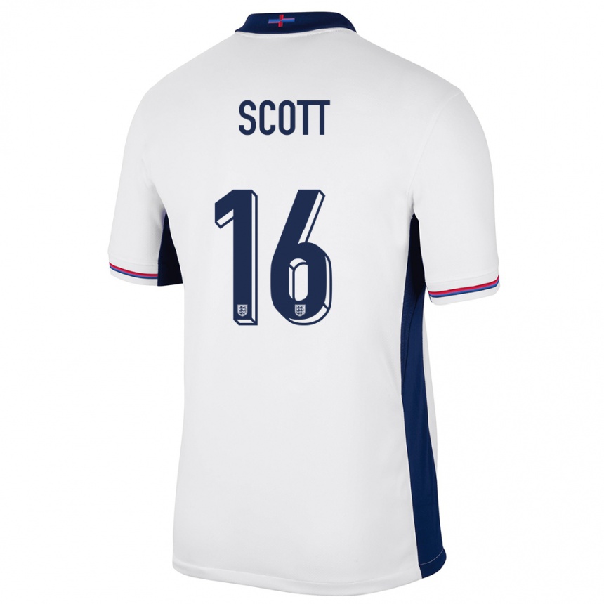 Niño Fútbol Camiseta Inglaterra Jill Scott #16 Blanco 1ª Equipación 24-26 Perú