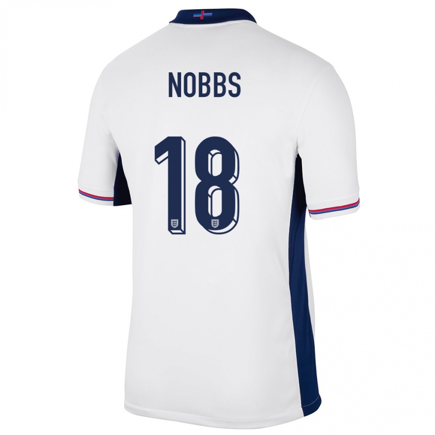 Niño Fútbol Camiseta Inglaterra Jordan Nobbs #18 Blanco 1ª Equipación 24-26 Perú