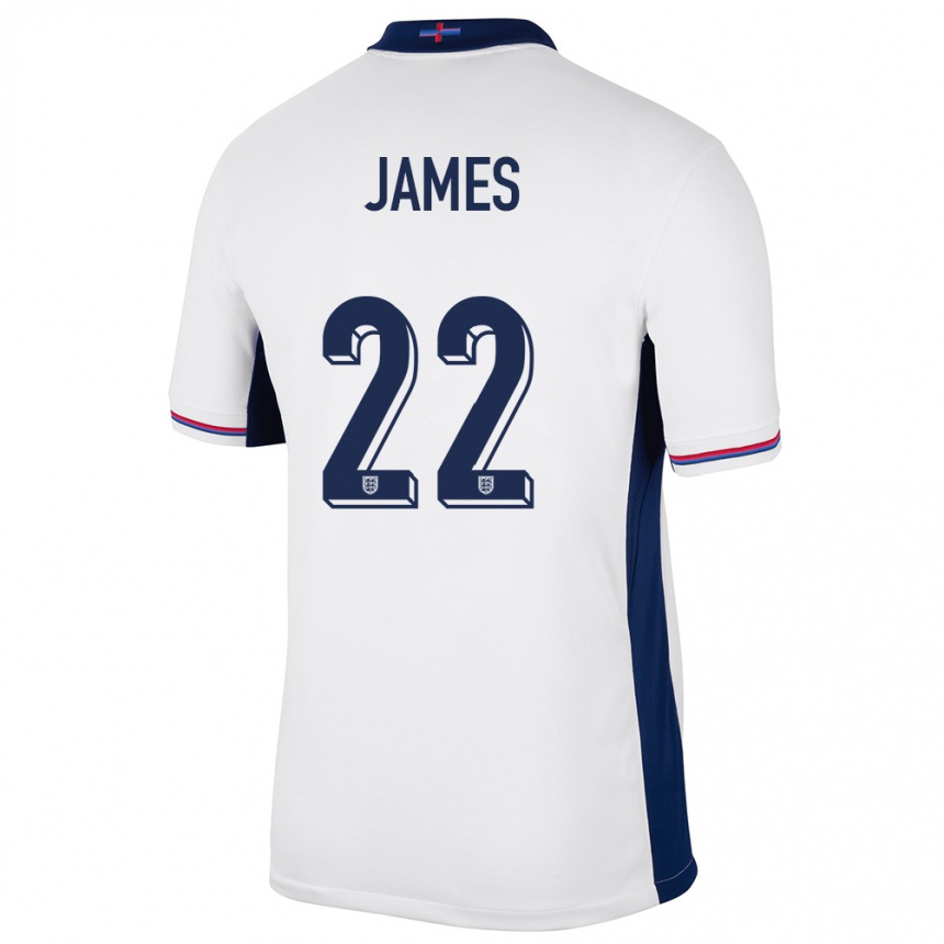 Niño Fútbol Camiseta Inglaterra Lauren James #22 Blanco 1ª Equipación 24-26 Perú