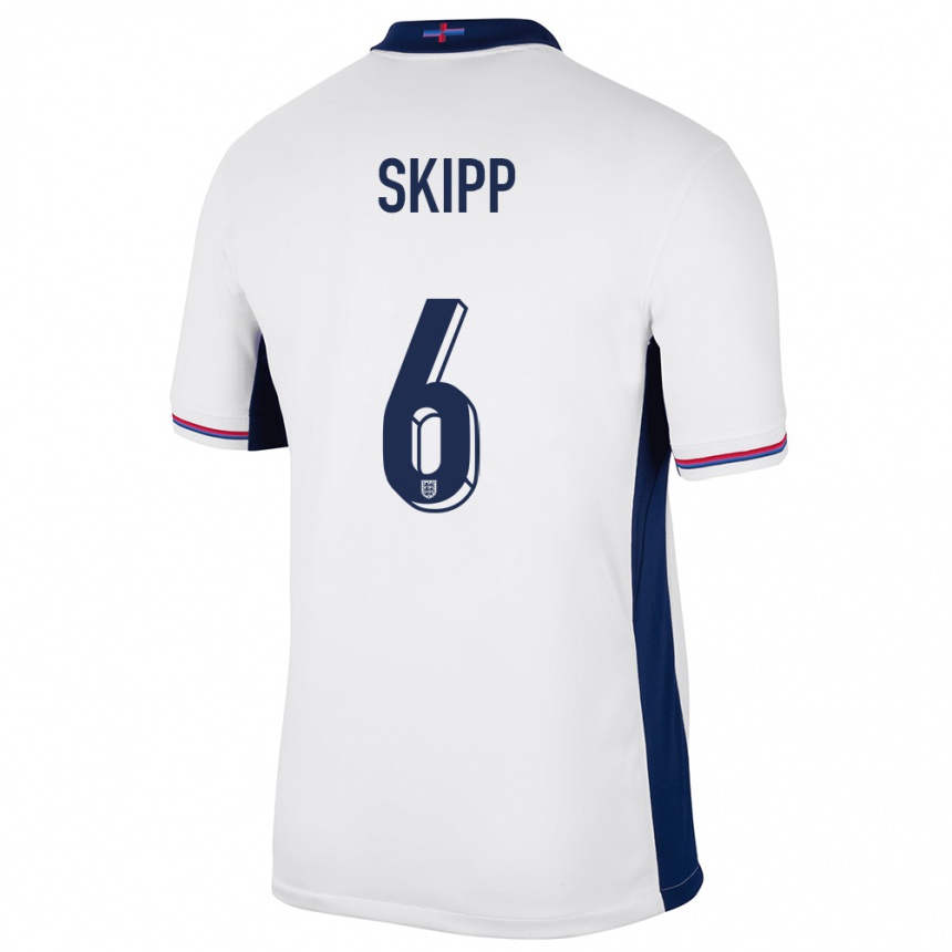 Niño Fútbol Camiseta Inglaterra Oliver Skipp #6 Blanco 1ª Equipación 24-26 Perú