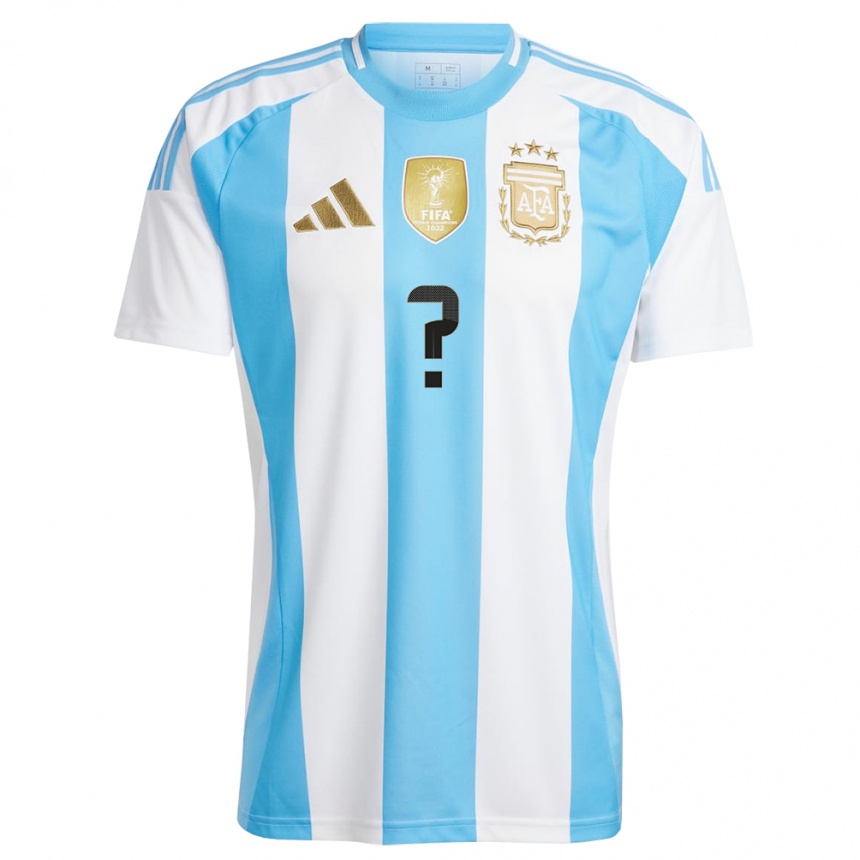 Niño Fútbol Camiseta Argentina Su Nombre #0 Blanco Azul 1ª Equipación 24-26 Perú