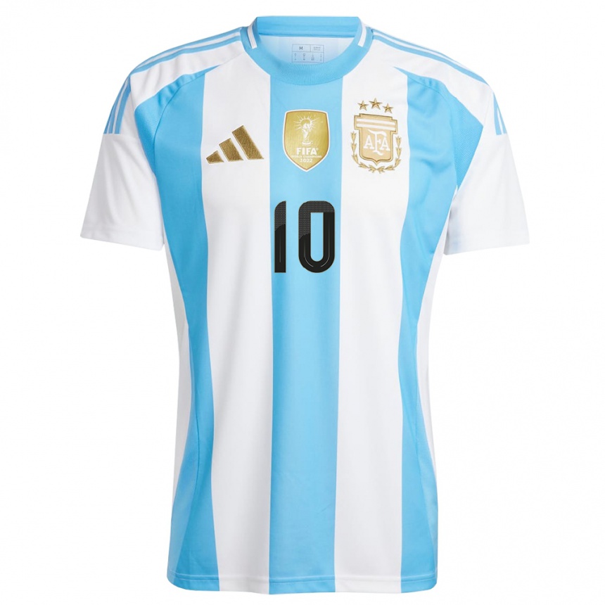 Niño Fútbol Camiseta Argentina Lionel Messi #10 Blanco Azul 1ª Equipación 24-26 Perú