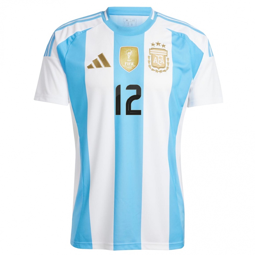 Niño Fútbol Camiseta Argentina Franco Herrera #12 Blanco Azul 1ª Equipación 24-26 Perú