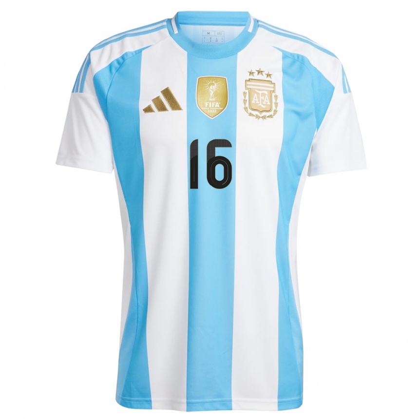 Niño Fútbol Camiseta Argentina Giovani Lo Celso #16 Blanco Azul 1ª Equipación 24-26 Perú