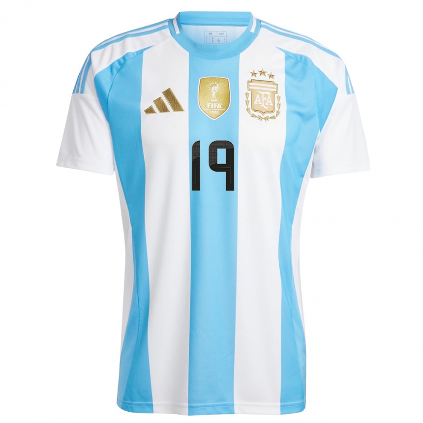 Niño Fútbol Camiseta Argentina Nicolas Otamendi #19 Blanco Azul 1ª Equipación 24-26 Perú