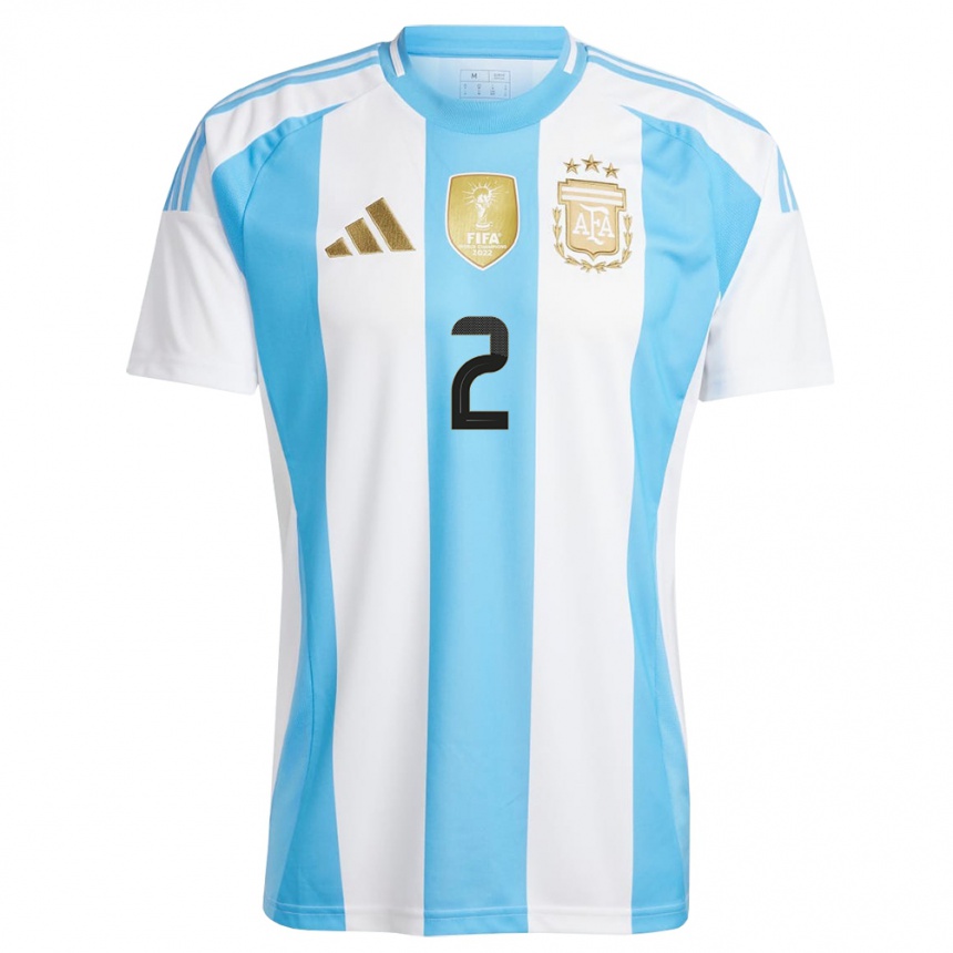 Niño Fútbol Camiseta Argentina Leandro Figueredo #2 Blanco Azul 1ª Equipación 24-26 Perú