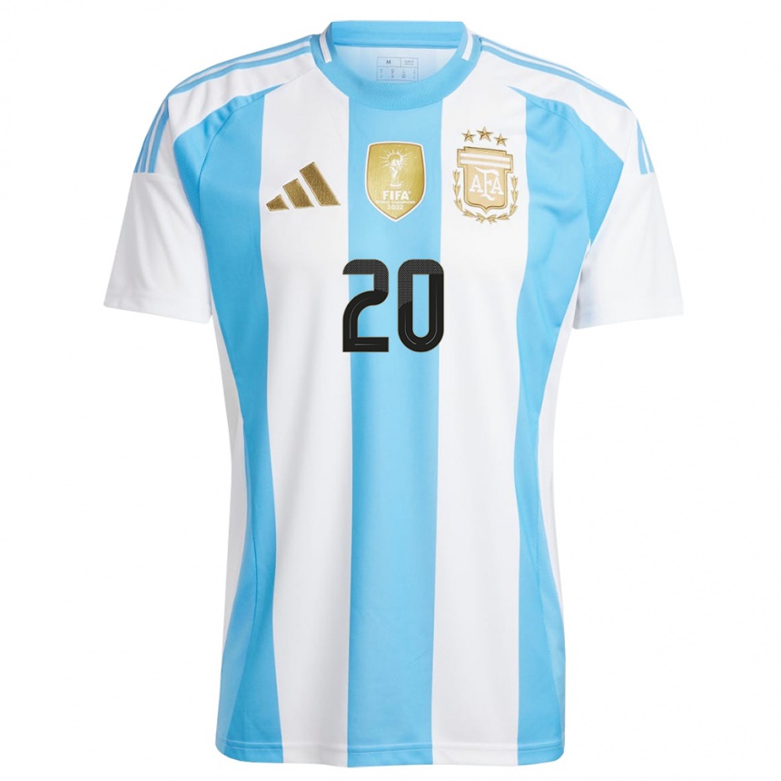 Niño Fútbol Camiseta Argentina Facundo Buonanotte #20 Blanco Azul 1ª Equipación 24-26 Perú