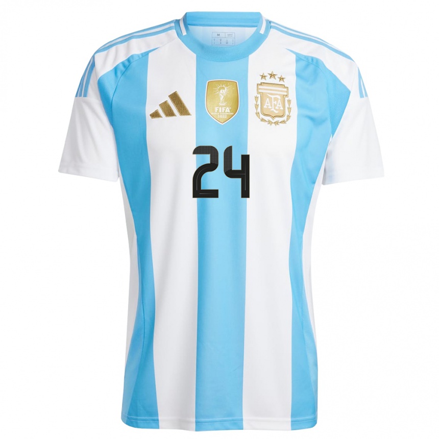 Niño Fútbol Camiseta Argentina Enzo Fernandez #24 Blanco Azul 1ª Equipación 24-26 Perú