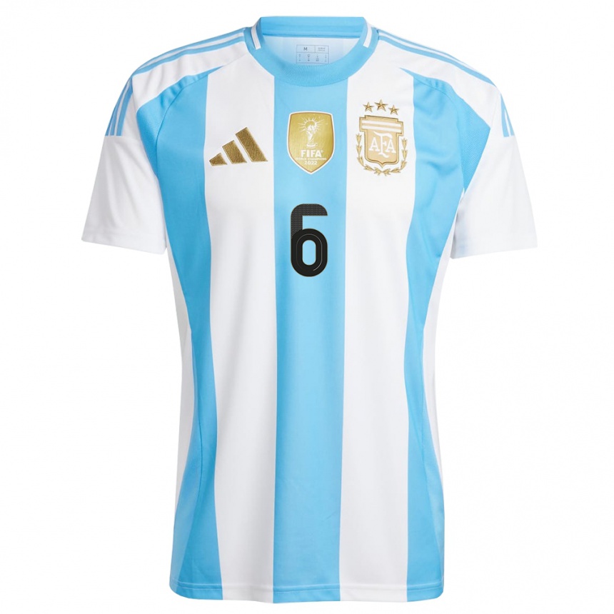 Niño Fútbol Camiseta Argentina Franco Carboni #6 Blanco Azul 1ª Equipación 24-26 Perú