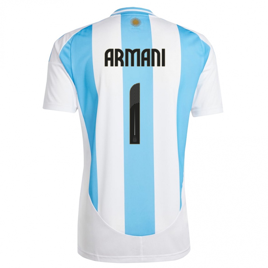 Niño Fútbol Camiseta Argentina Franco Armani #1 Blanco Azul 1ª Equipación 24-26 Perú