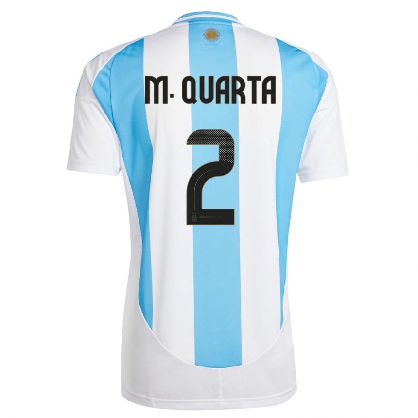 Niño Fútbol Camiseta Argentina Lucas Martinez Quarta #2 Blanco Azul 1ª Equipación 24-26 Perú