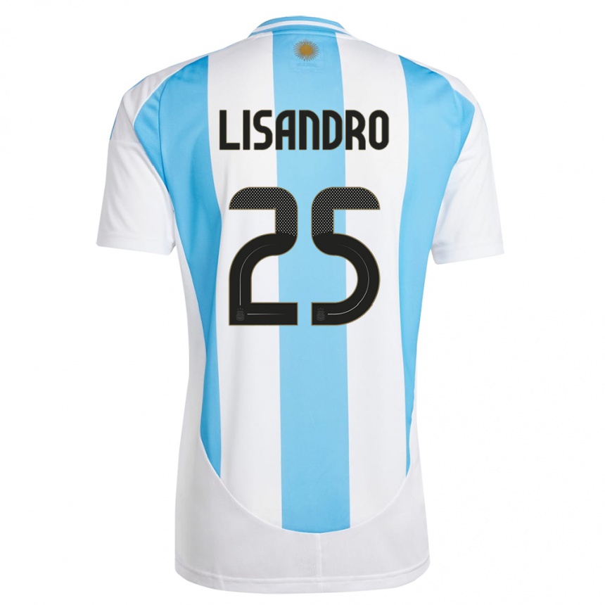 Niño Fútbol Camiseta Argentina Lisandro Martinez #25 Blanco Azul 1ª Equipación 24-26 Perú