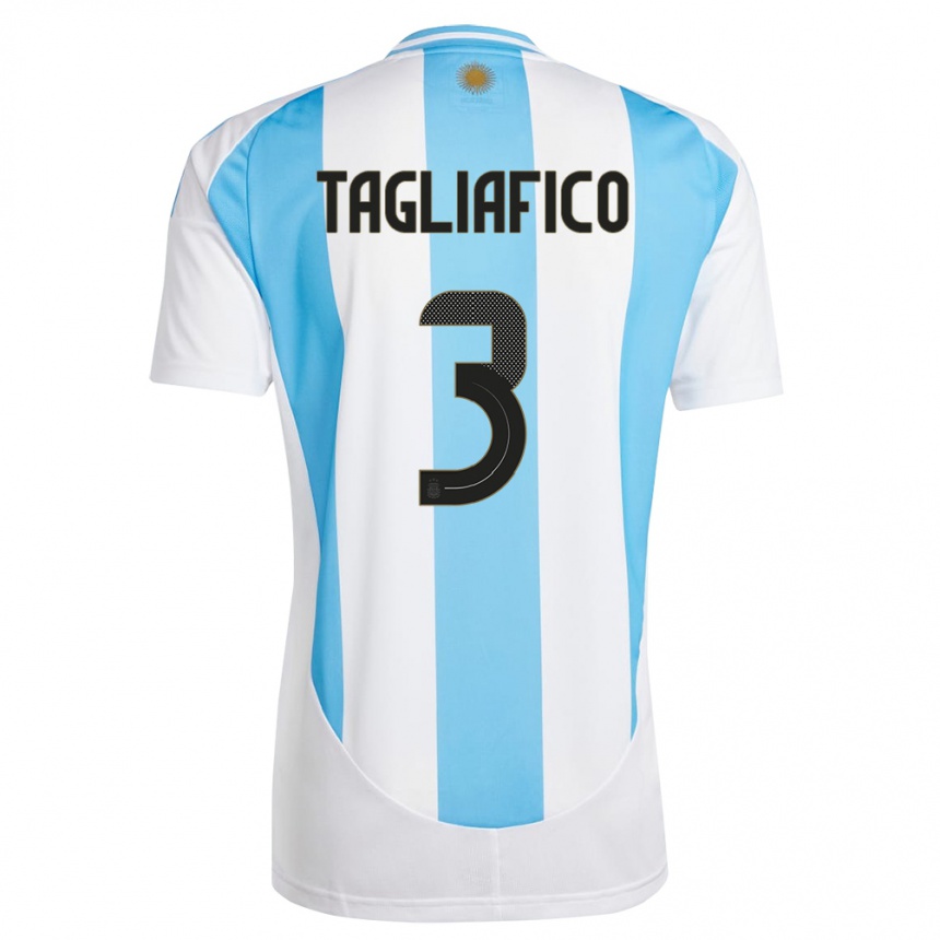 Niño Fútbol Camiseta Argentina Nicolas Tagliafico #3 Blanco Azul 1ª Equipación 24-26 Perú