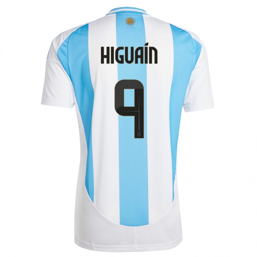 Niño Fútbol Camiseta Argentina Gonzalo Higuain #9 Blanco Azul 1ª Equipación 24-26 Perú