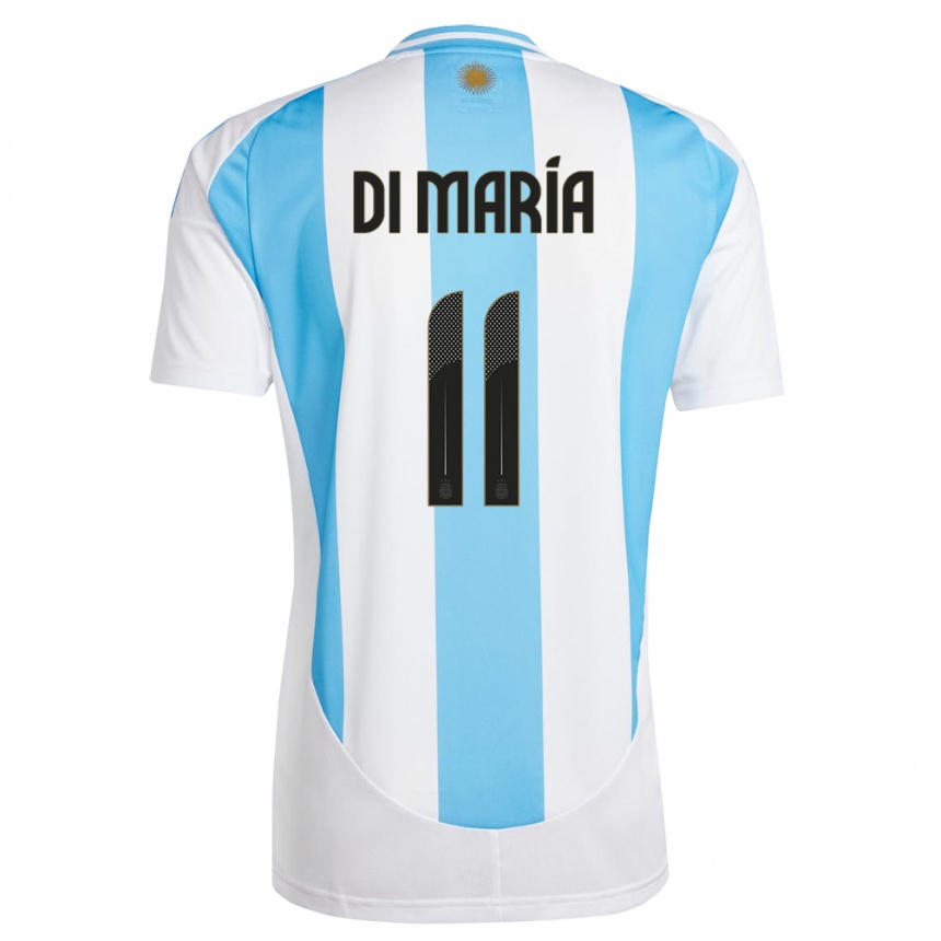 Niño Fútbol Camiseta Argentina Angel Di Maria #11 Blanco Azul 1ª Equipación 24-26 Perú